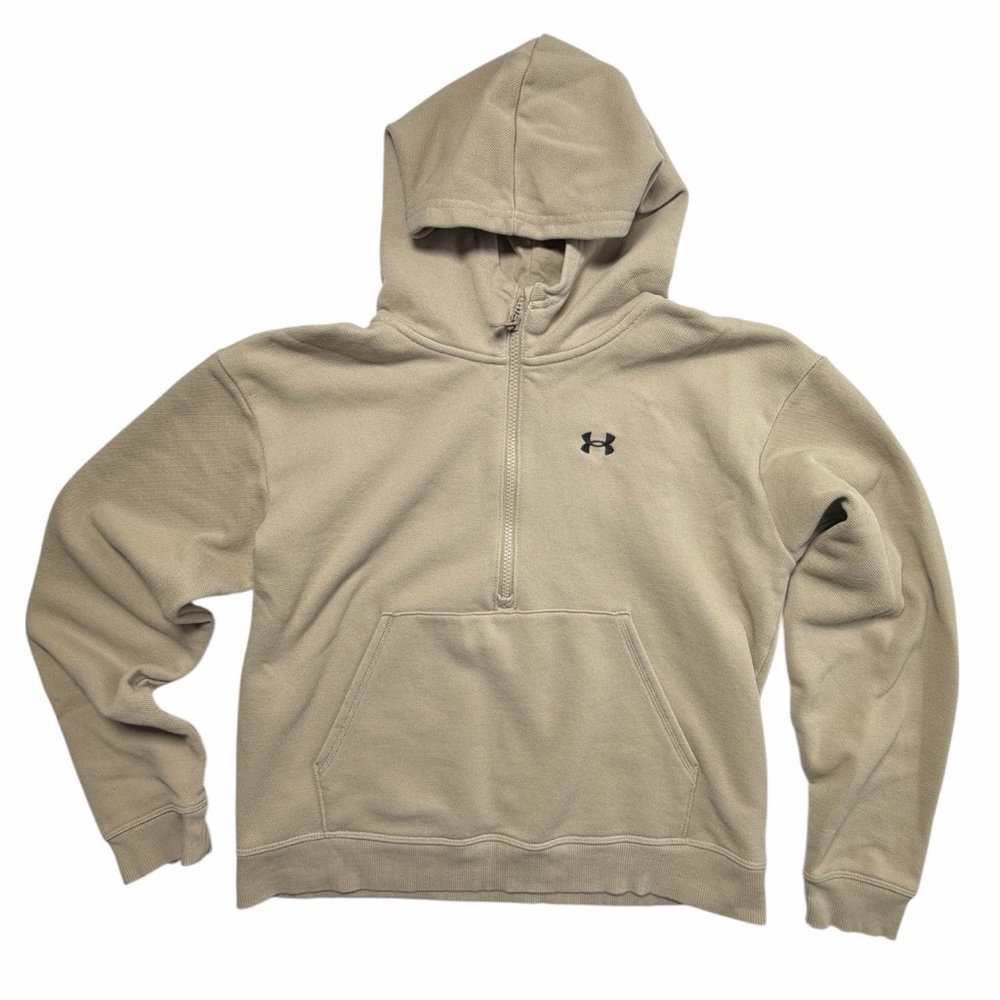 Under Armour Women’s 1/2 Zip Tan Cropped Pullover Hoodie Size Small